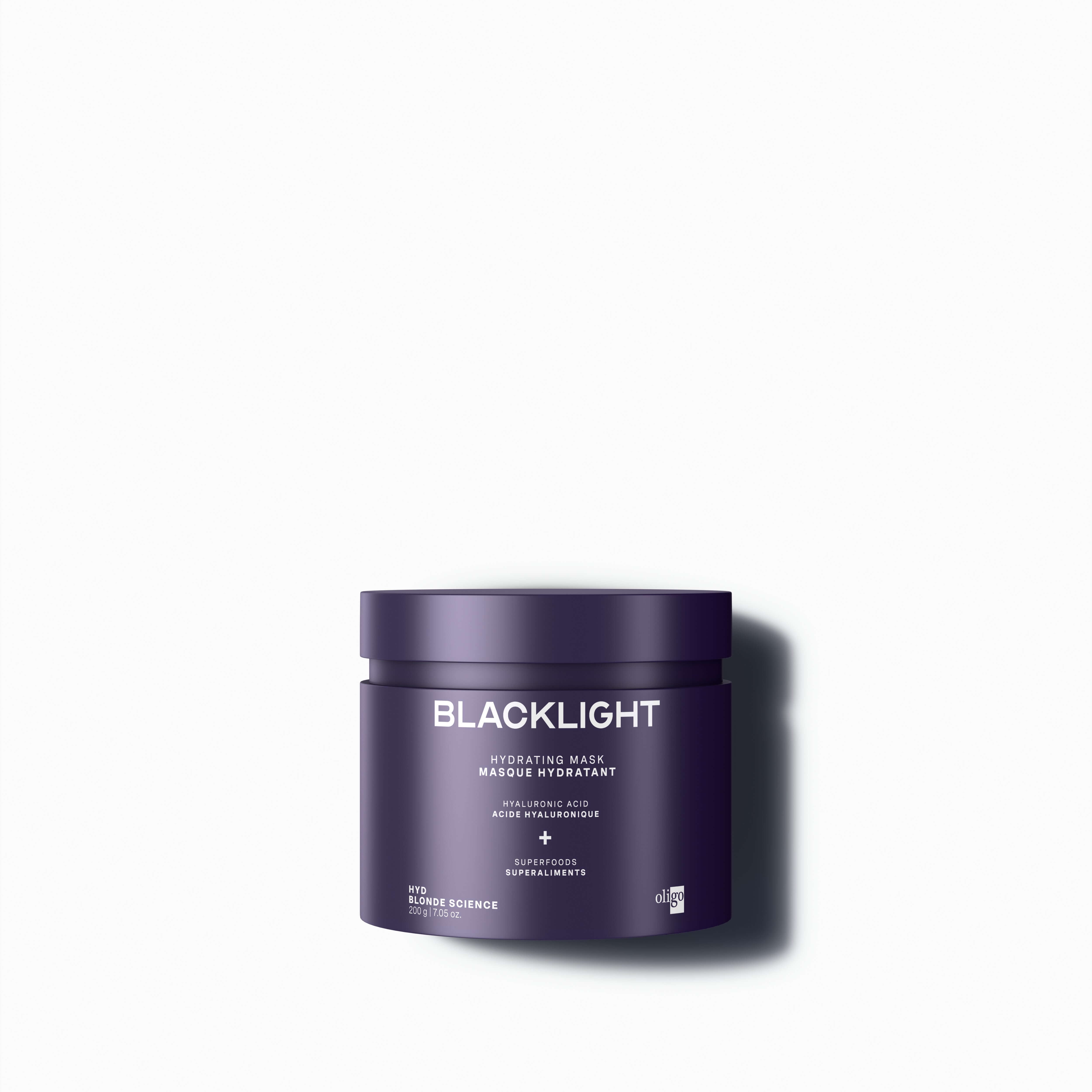 Front of jar of the Blacklight Blonde Science Hydrating Mask 225ml #size_200 g / 7.05 fl. oz
