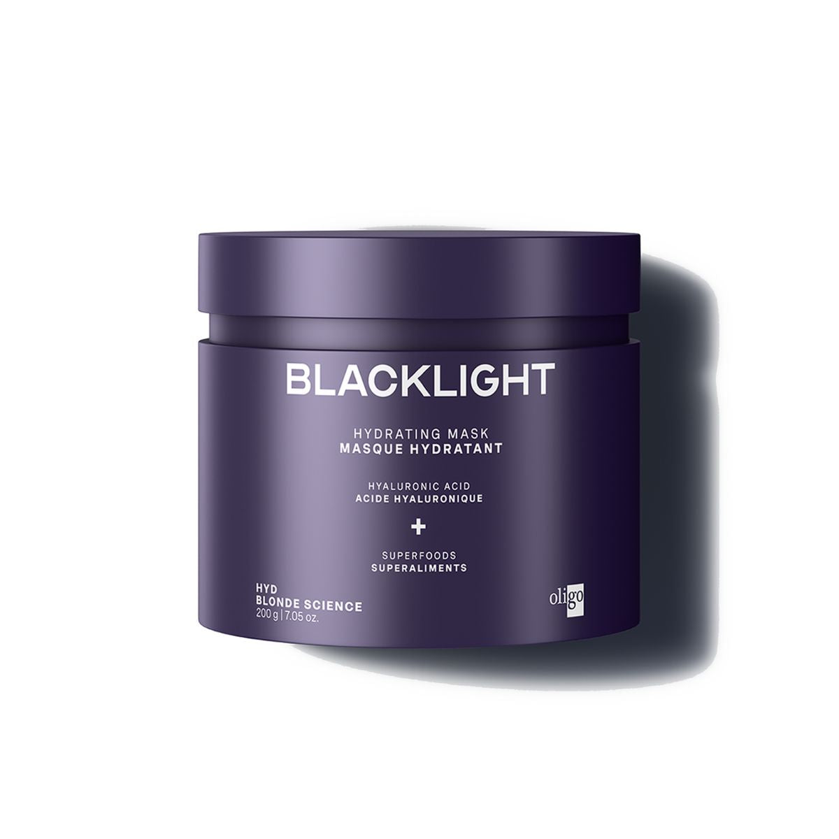 Front of jar of the Blacklight Blonde Science Hydrating Mask 225ml #size_200 g / 7.05 fl. oz