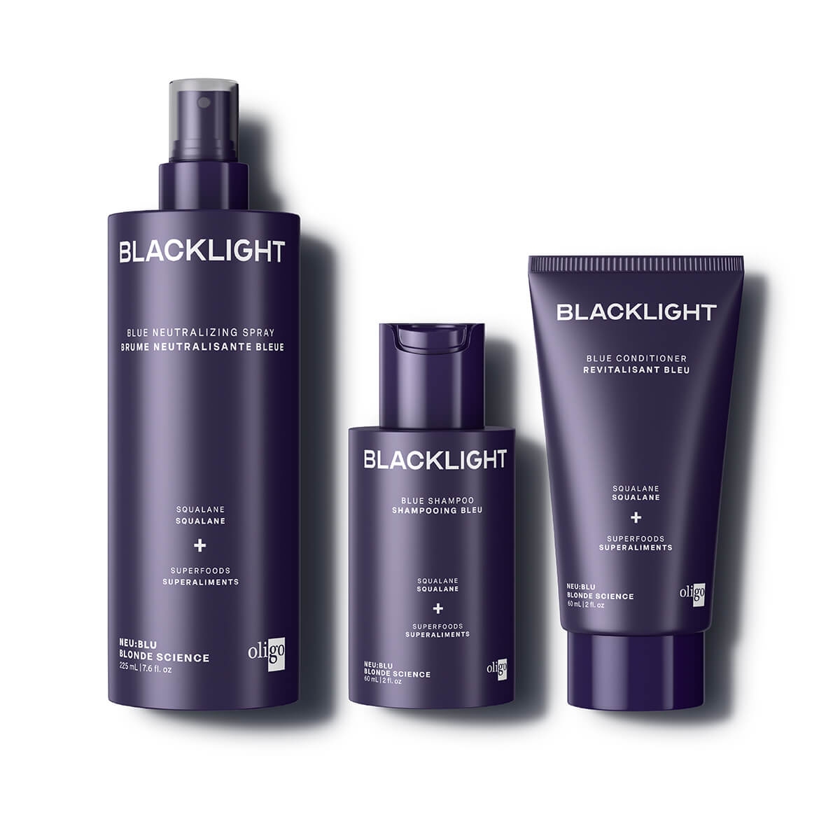Image showing the products included in the Blacklight Blonde Science Mini Blue Bundle to Neutralize Hair