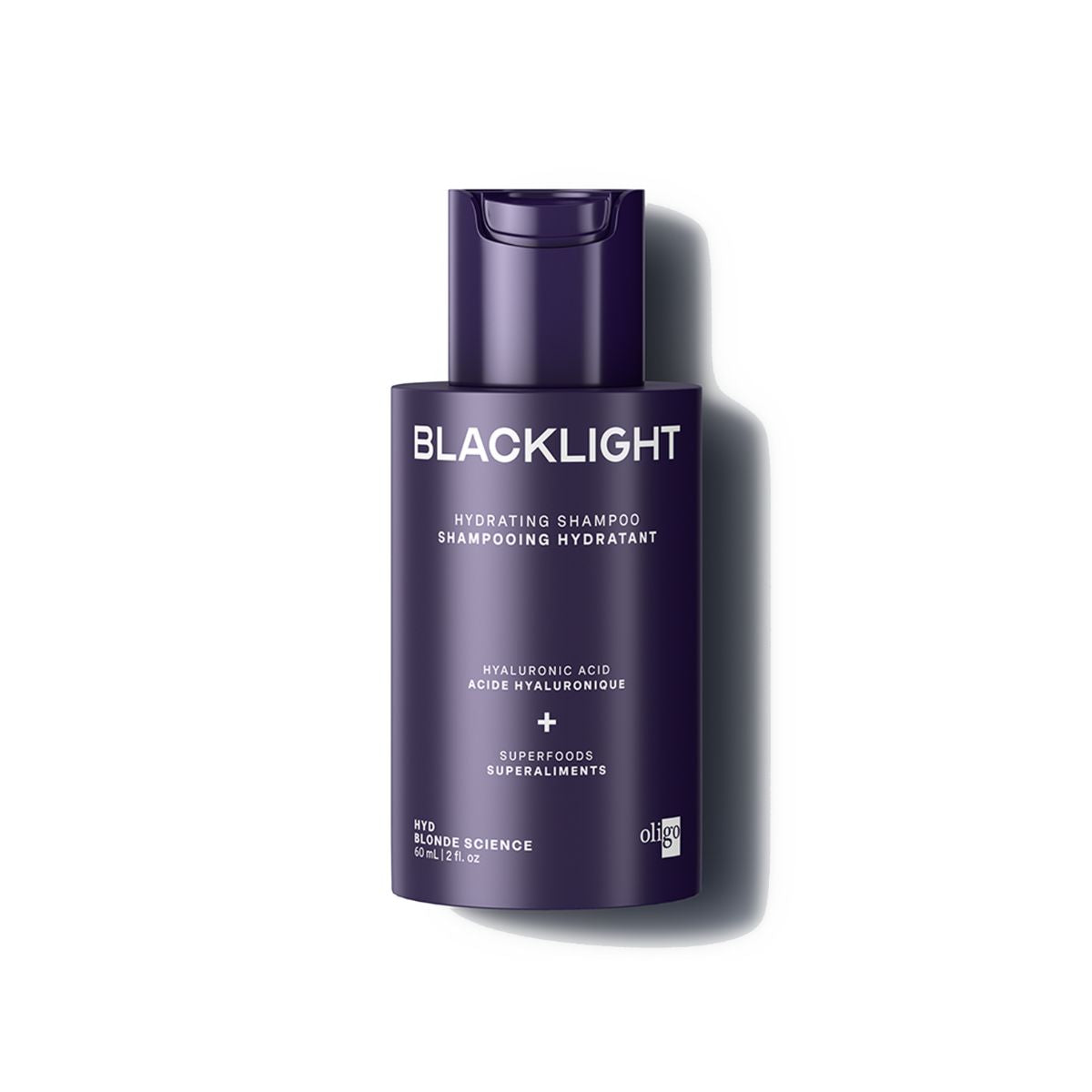 Front of bottle of Blacklight Blonde Science Moisture Hydrating Shampoo 60ml #size_60 ml / 2 fl. oz