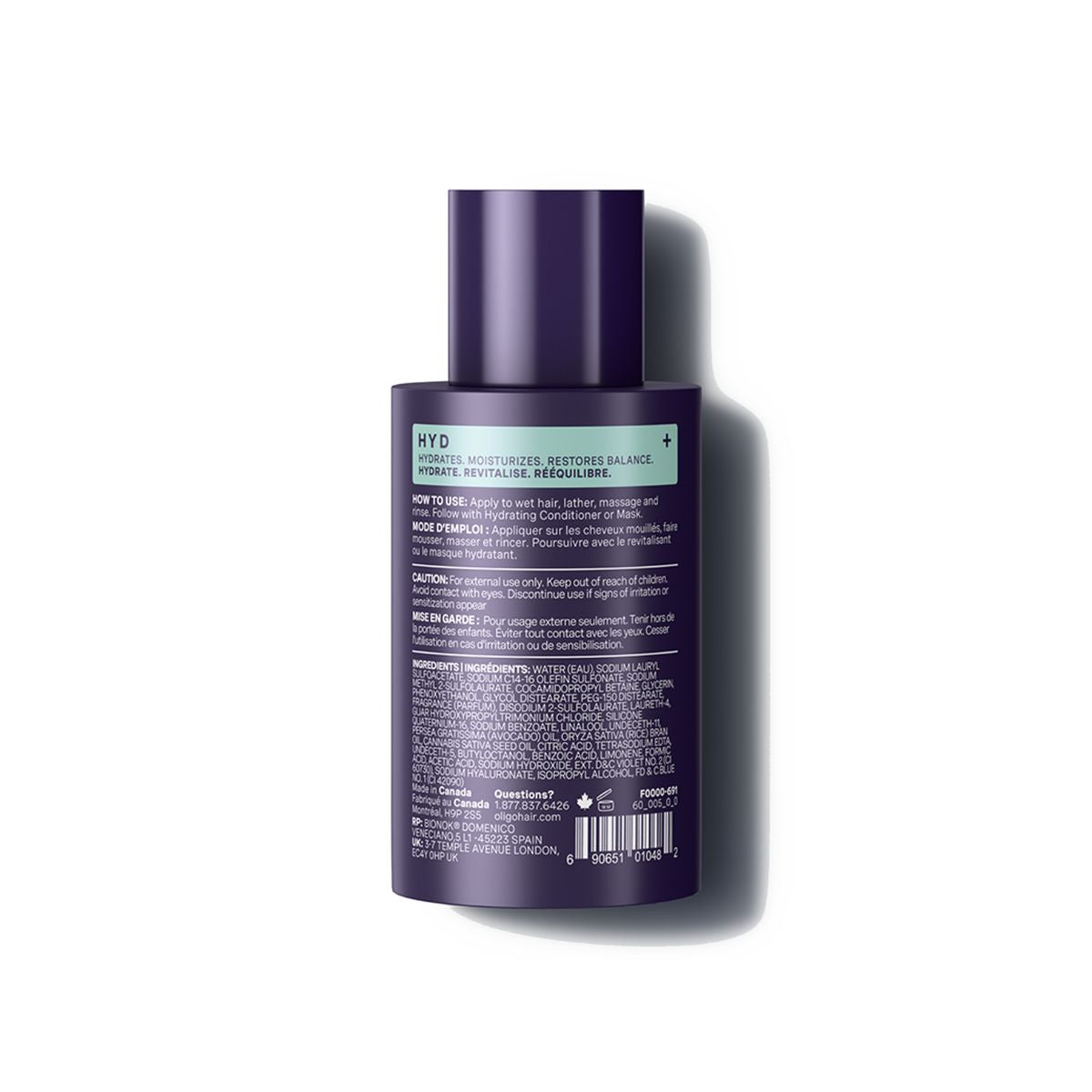 Back of bottle of Blacklight Blonde Science Moisture Hydrating Shampoo 60ml #size_60 ml / 2 fl. oz