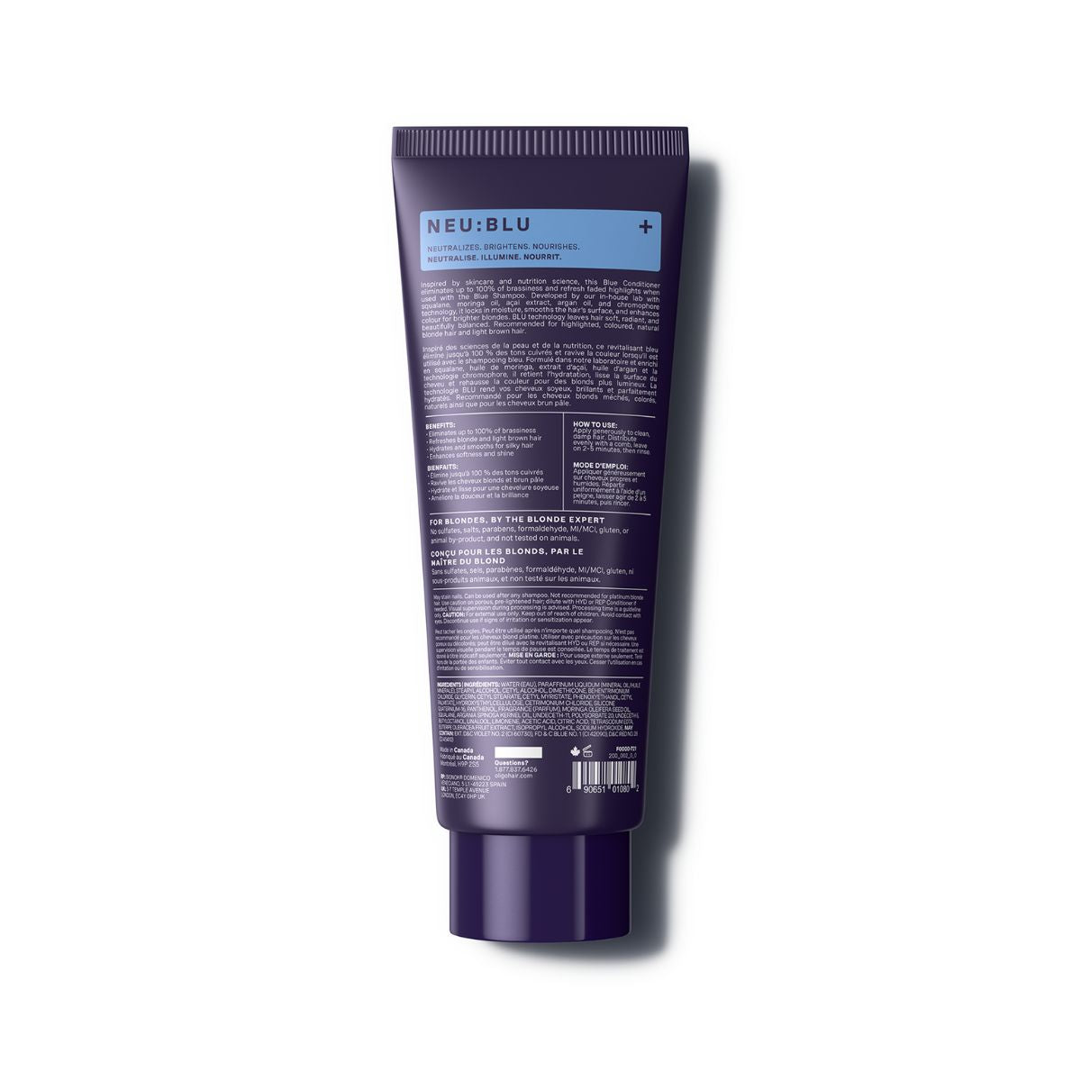 Back of bottle of Blacklight Blonde Science Neutralizing Blue Conditioner 200ml #size_200 ml / 6.8 fl. oz