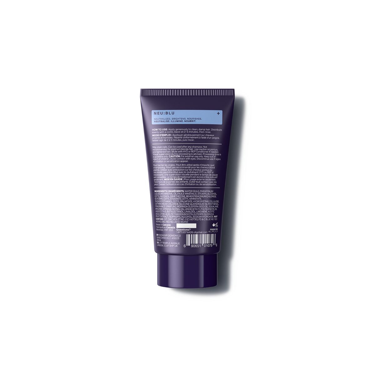Back of bottle of Blacklight Blonde Science Neutralizing Blue Conditioner 60ml #size_60 ml / 2 fl. oz