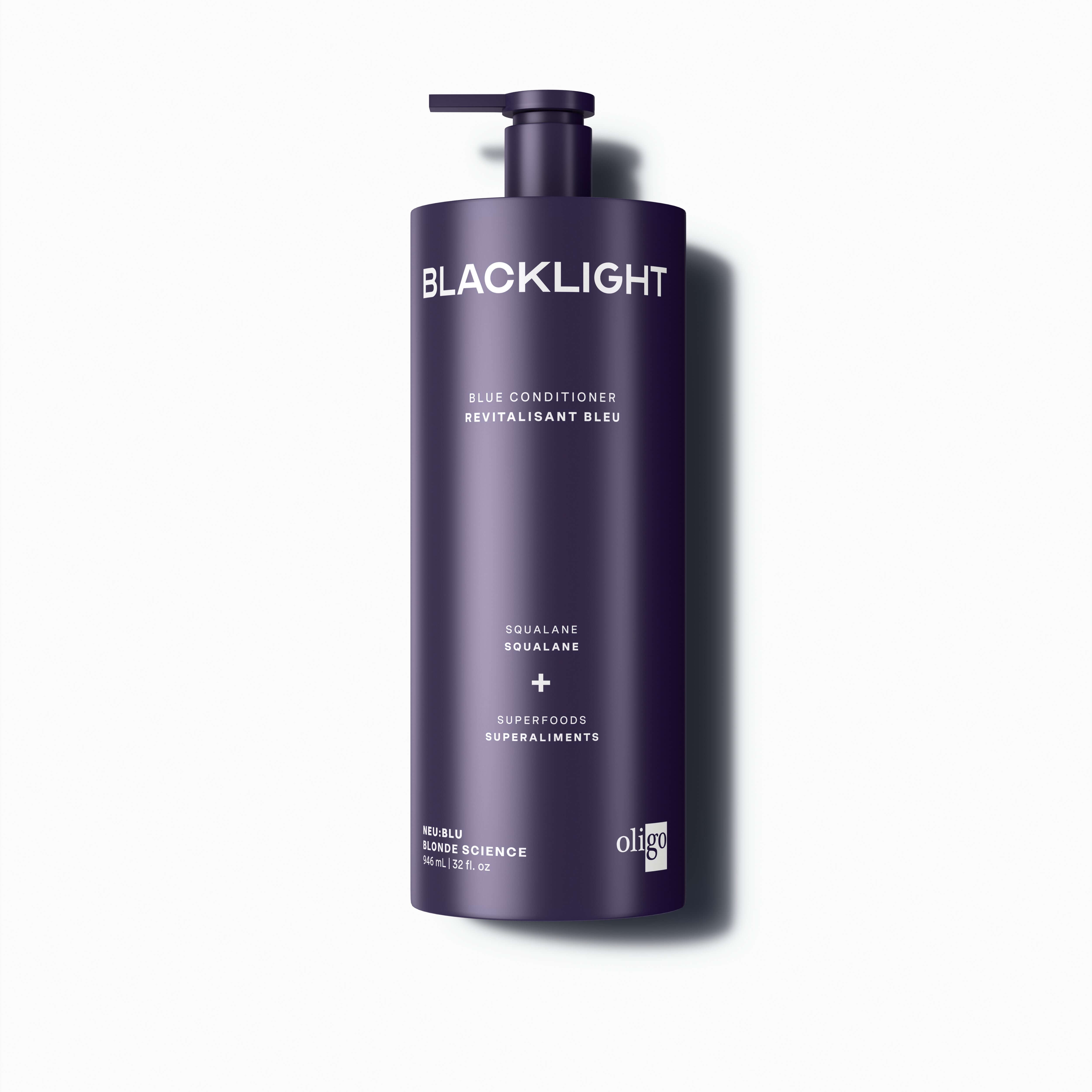 Front of bottle of Blacklight Blonde Science Neutralizing Blue Conditioner 946ml #size_946 ml / 32 fl. oz