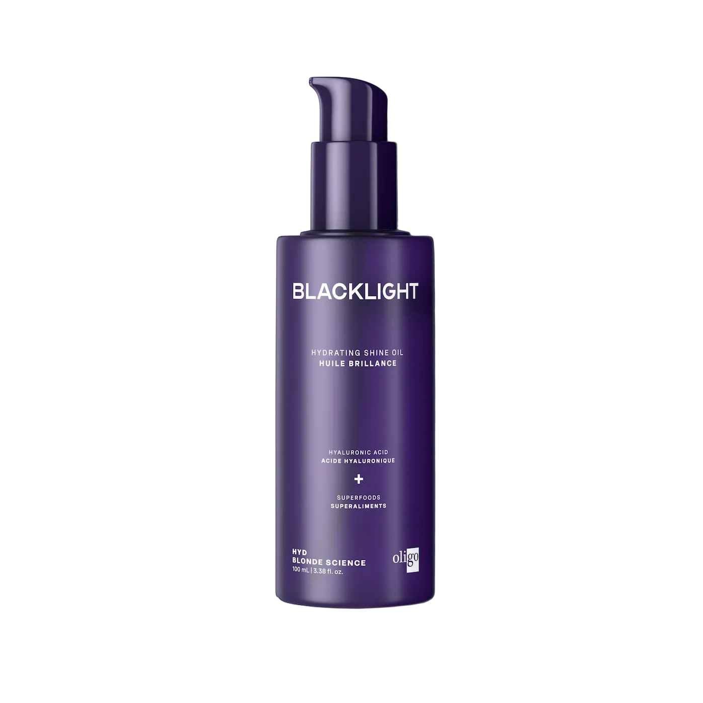 Blacklight hydrating shine oil bottle