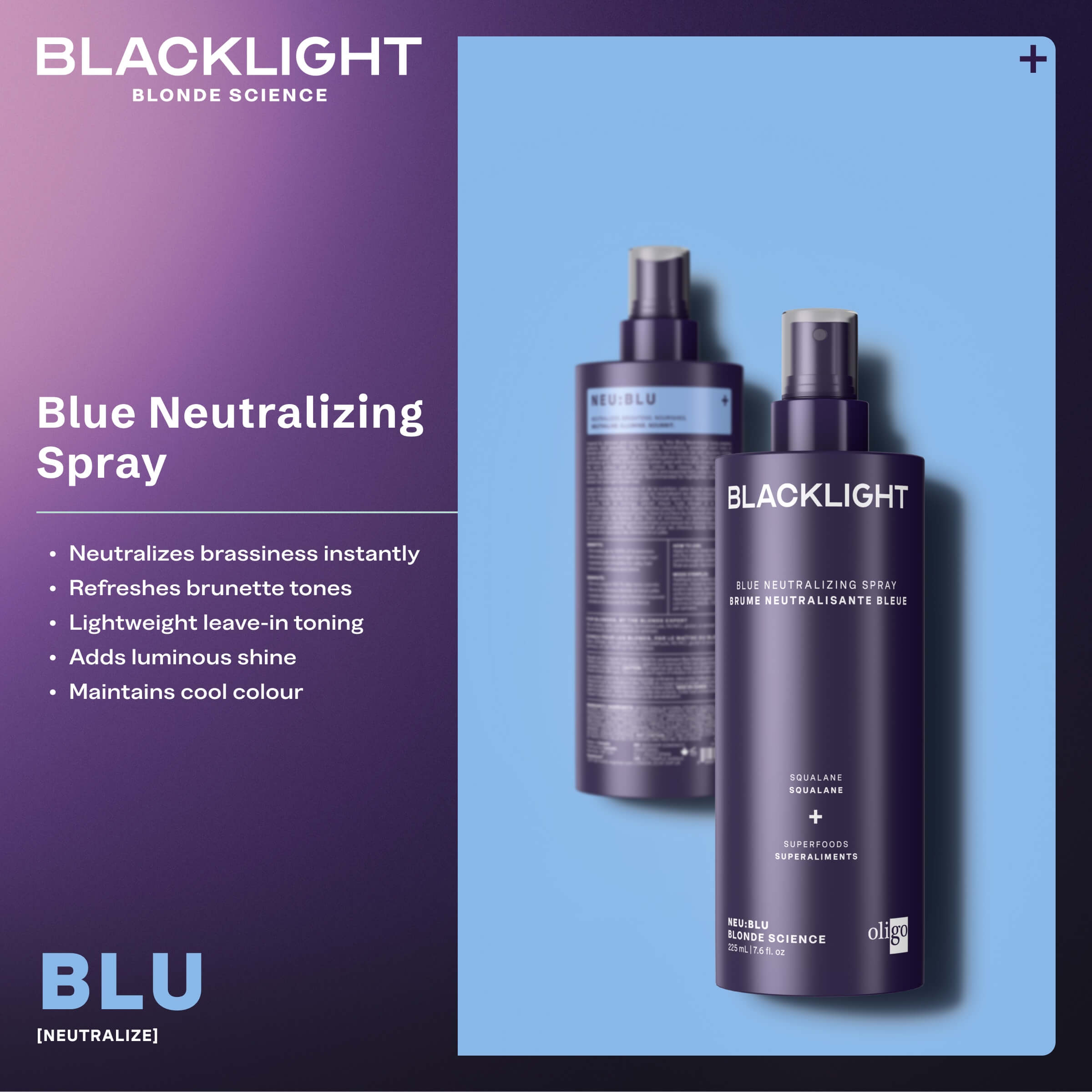 Product features of the Blue Neutralizing Spray