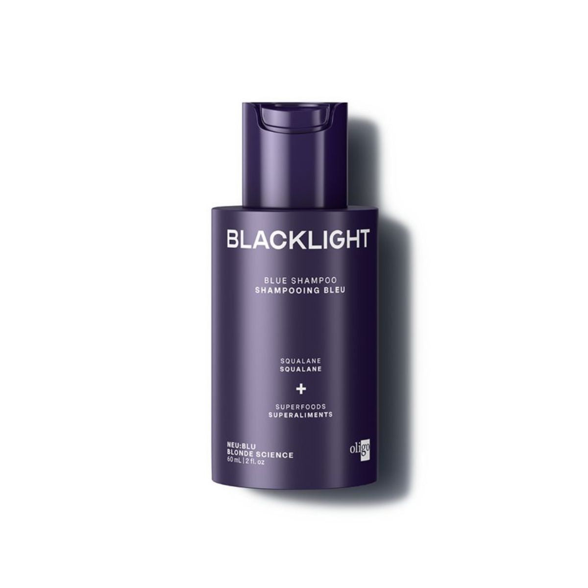 Front of bottle of Blacklight Blonde Science Blue Shampoo 60ml #size_60 ml / 2 fl. oz