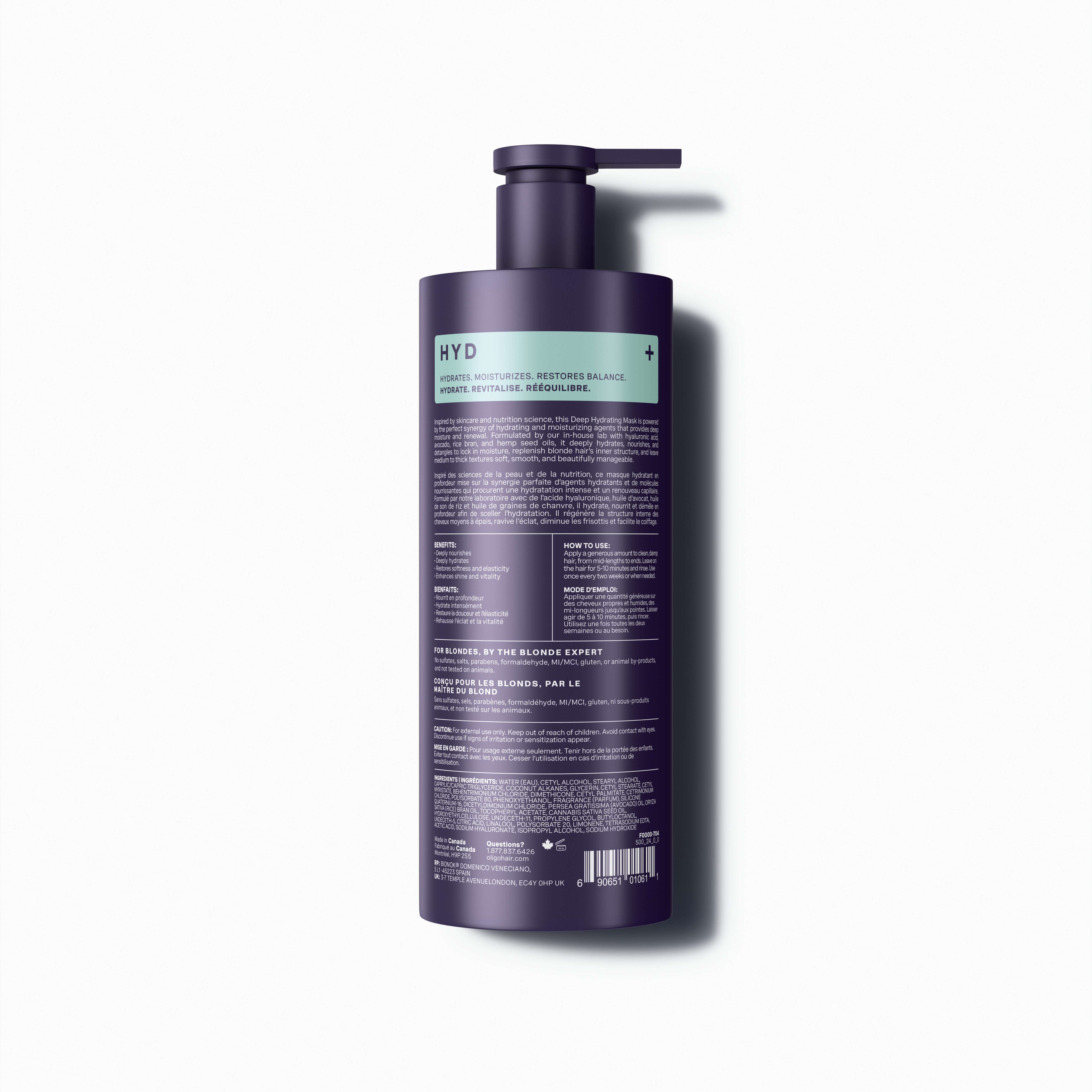 Back of bottle of Blacklight Blonde Science Deep Hydrating Mask 500ml #size_500 ml / 16.9 fl. oz