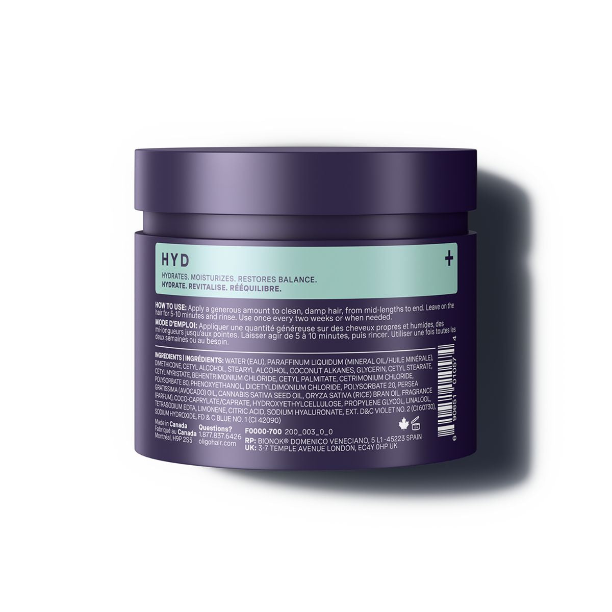 Back of jar of the Blacklight Blonde Science Hydrating Mask 225ml #size_200 g / 7.05 fl. oz