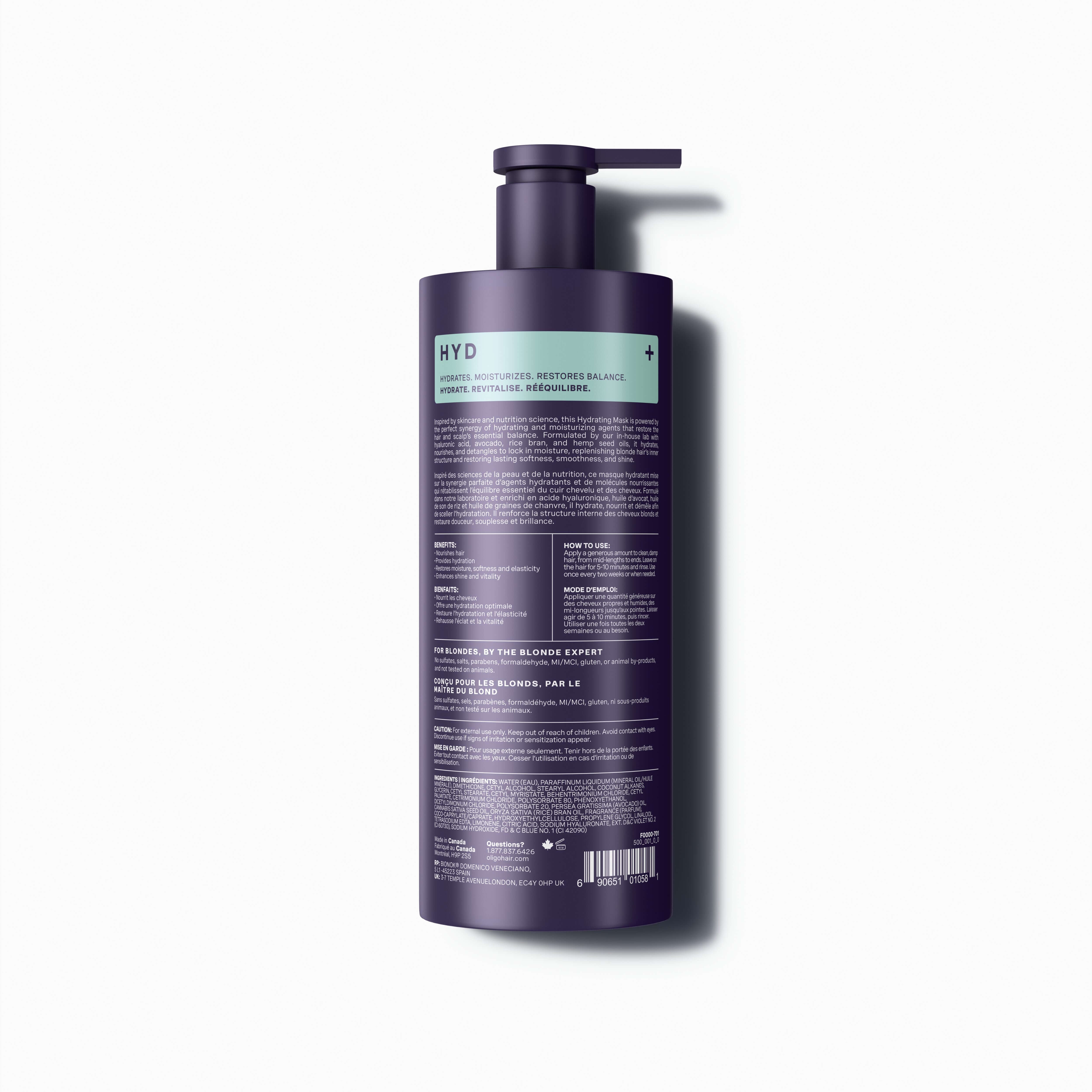 Back of jar of the Blacklight Blonde Science Hydrating Mask 500ml #size_500 ml / 16.9 fl. oz