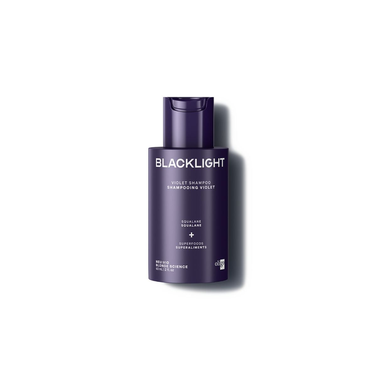 Front of bottle of Blacklight Blonde Science Neutralizing Violet Shampoo 60 ml #size_60 ml / 2 fl. oz