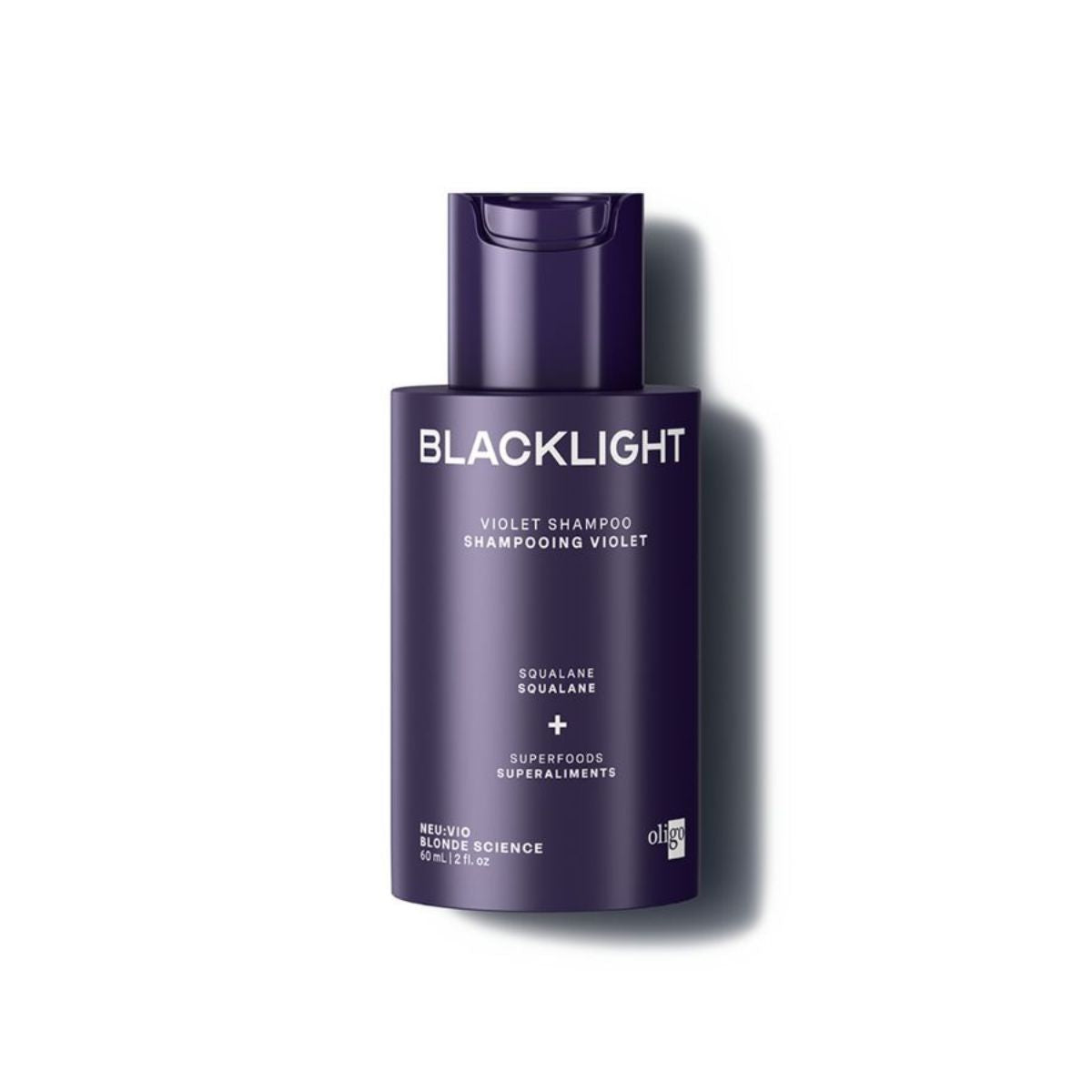 Front of bottle of Blacklight Blonde Science Neutralizing Violet Shampoo 60 ml #size_60 ml / 2 fl. oz