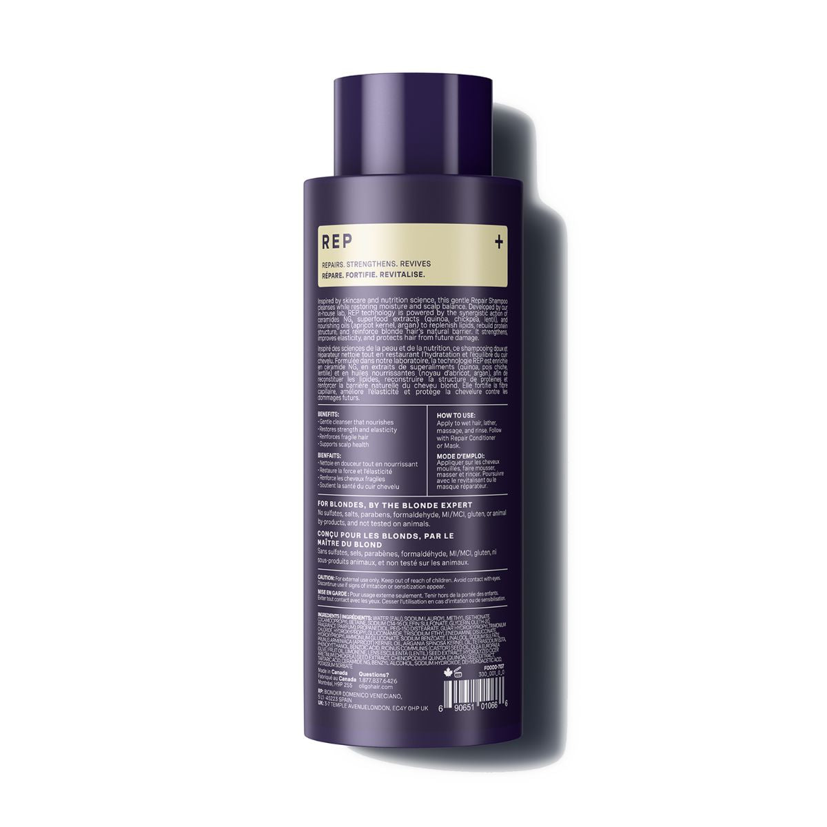 Back of bottle of Blacklight Blonde Science Repair Shampoo for Blonde Hair 300ml #size_300 ml / 10.1 fl. oz