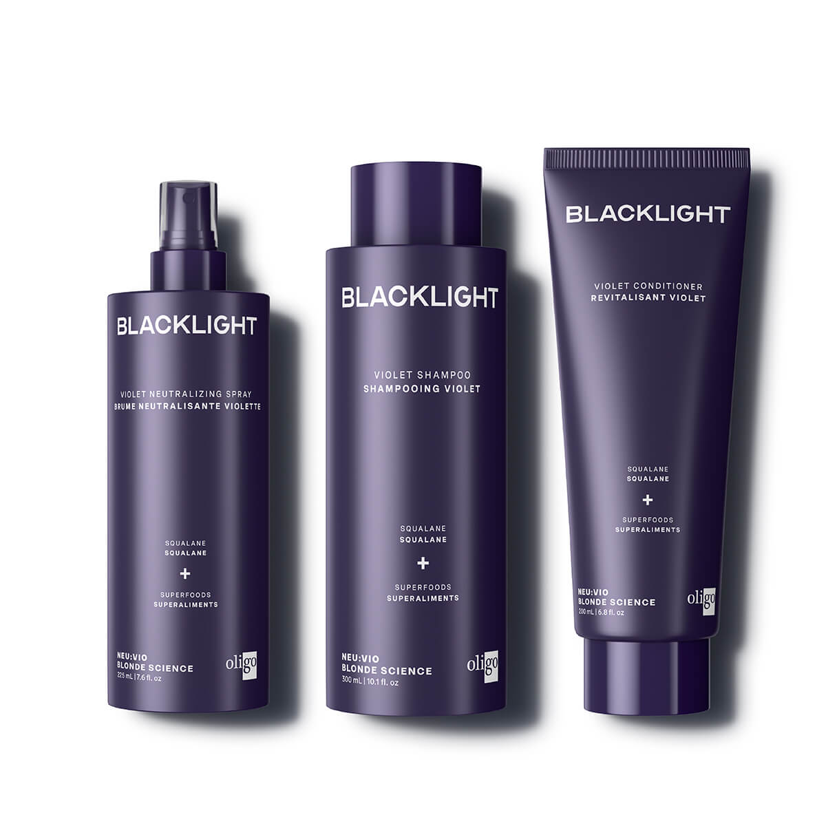 Blacklight Blonde Science Violet Bundle including shampoo, conditioner and spray for blonde hair