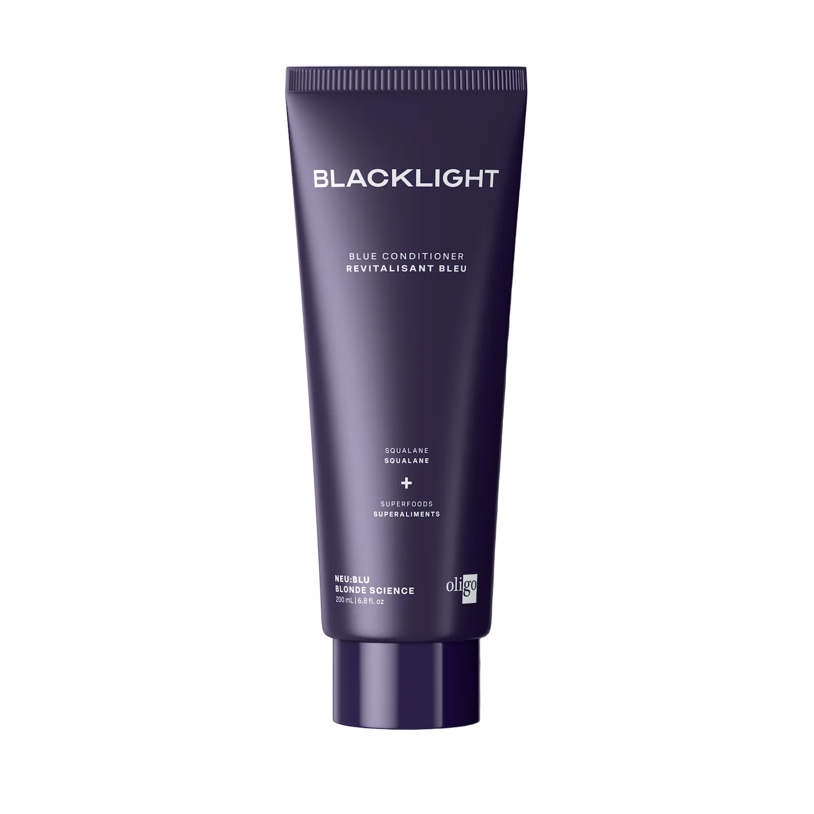Purple tube of Blacklight conditioner on a white background